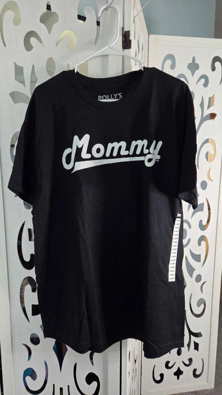 Polly's Cracker Mommy Graphic T-Shirt XL Black 100% Cotton Novelty Tee NWT gift